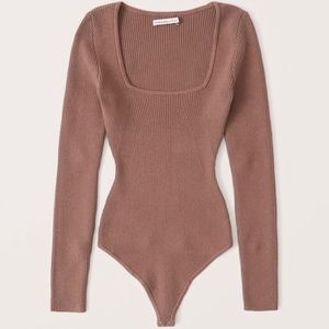 Abercrombie Brown Knit Long Sleeved Bodysuit Large